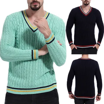 

Men Autumn Winter Pullover Knitted Top Solid Sweater Outwear Blouse
