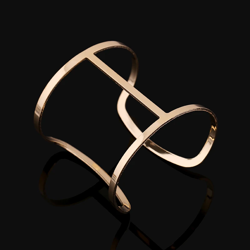 New 2016 Punk Designer font b Gold b font Silver plate Alloy Bangles Simple Hollow Out