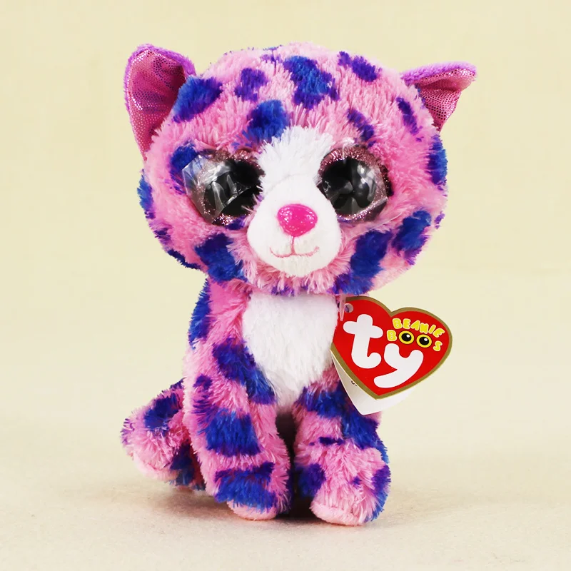 15cm Ty Beanie Boos Big Eyes Sophie Pink Polka Dot Cat Plush For Kids