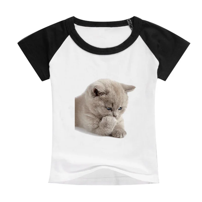 New Children's Animals 3D Cats Realistic Summer Tops Print Funny Cute Print Girls Boys T-Shirt Baby Casual Children's Wear