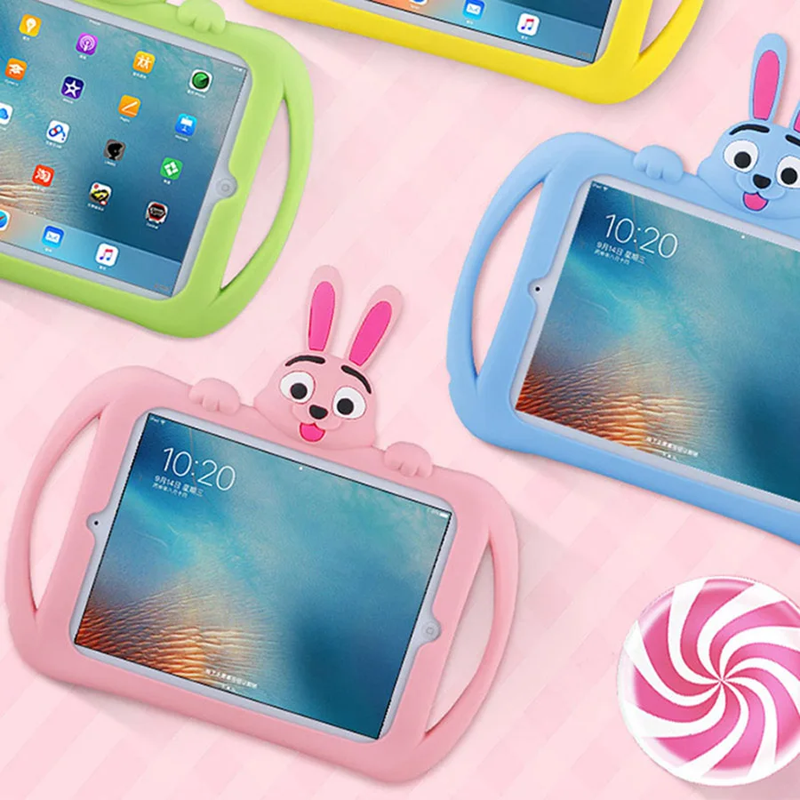 Children Shockproof Case For iPad 9.7 2018 2017 Air 2 Air Kids Cartoon Rabbit Safe Silicone Stand Cover Tablet Case for iPad 5 6 (6)