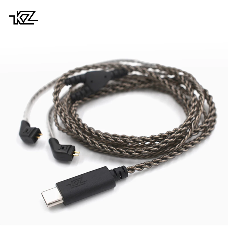 

KZ USB Type C Cable Digital Decoding Silver Plated OFC Upgrade Cable 0.75mm Connector For KZ Earphones ZST/ZSR/ED16/ES4/ZS10/ZS6