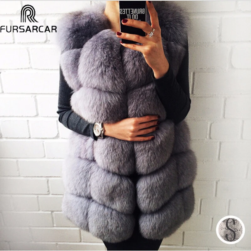 Fursarcar Real Natuurlijke Bont Vest Vrouwen Vos Bontjas 2019 Nieuwe Luxe Bont Jas Warme Dikke Lange Winter Bont vest