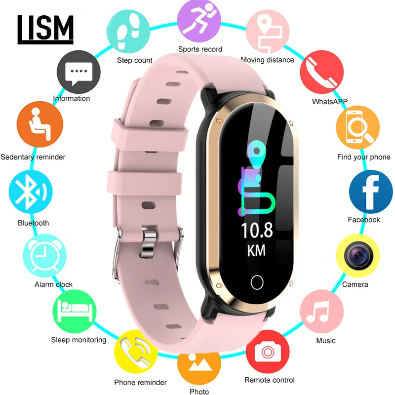 

Fashion Smart Watch T1 Women Waterproof Clock Heart Rate Monitor Blood Pressure Fitness Tracker Men Smartwatch for IOS Android