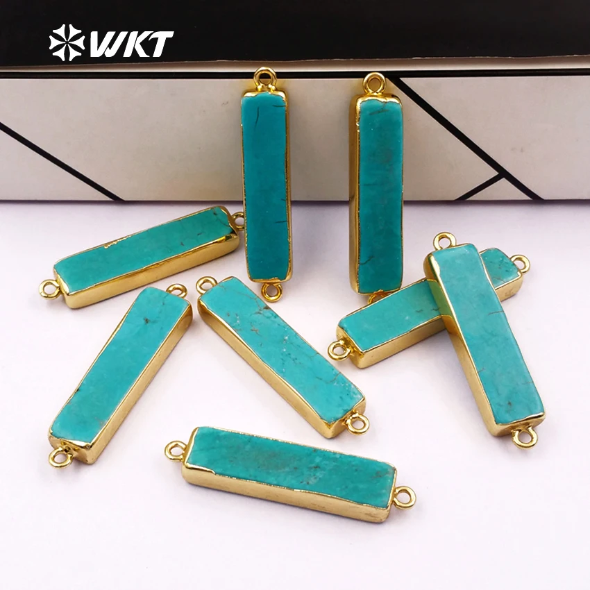 

WT-C062 Wholesale 10pcs/lot natural stone connector square shape connector with gold metal plated for women jewelry making