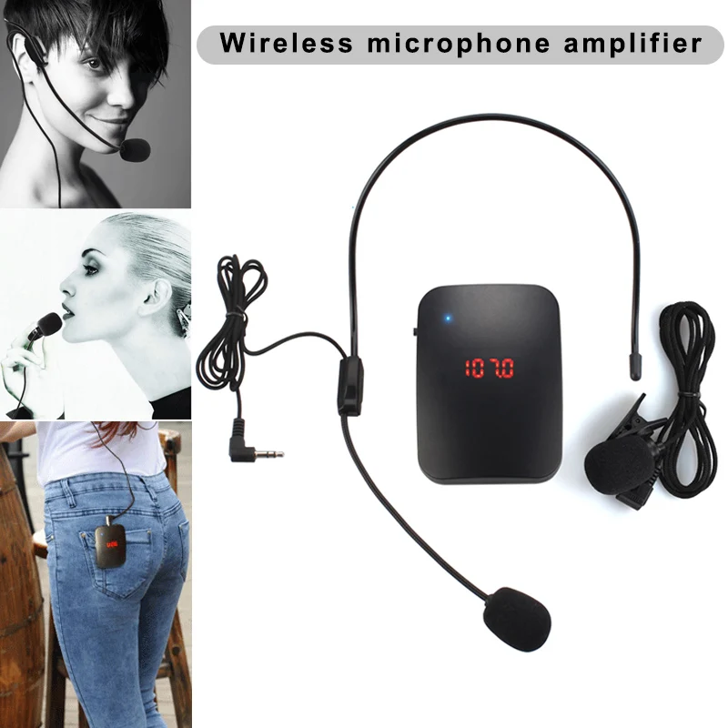 

FM Wireless Microphone Transmitter with Headset Mic & Lapel Mic for Teacher Tour Guide JLRL88