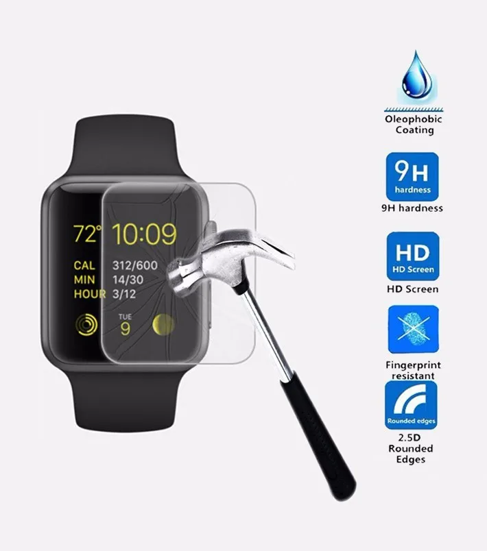 2 шт 2.5D 9H закаленное стекло для Apple Watch Series 1 3 4 38 42 40 44 мм Защитная пленка стекла Iwatch |