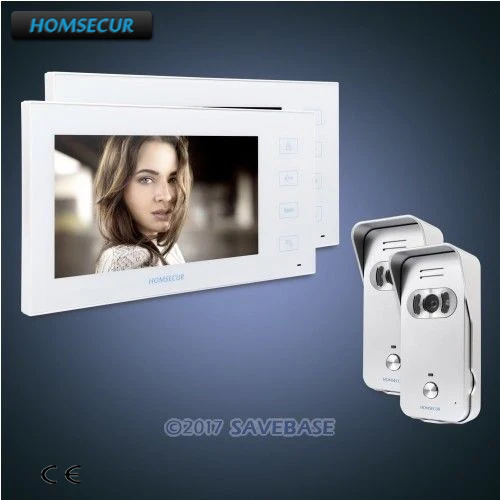 

HOMSECUR 7" Video Door Entry Security Intercom with White Monitor and Silver Camera 2C2M