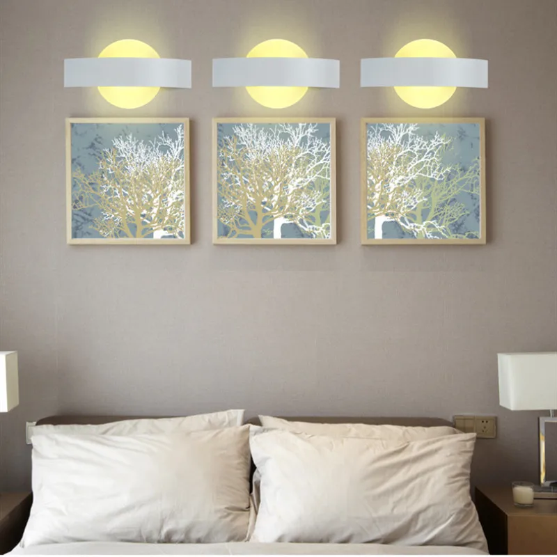 Us 37 82 15 Off Modern Creative Bedside Bedroom Wall Light 8w Round Moon Acrylic Indoor Led Wall Light Decorative Flat Wall Mounted Led Lights In