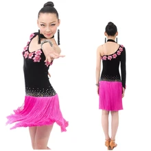 Одно плечо с длинным рукавом Обувь для девочек Костюмы для латиноамериканских танцев/Salsa/Костюмы для бальных танцев конкурс платье, Толстая гибкая Ленточки юбка, профессиональный этап танцевальная одежда