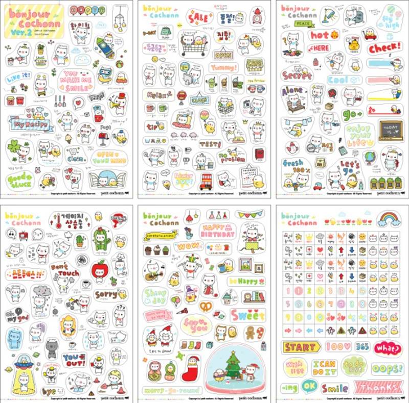 eshylala 6sheets diy sticker planner calendar book cute diary sticker