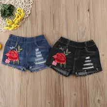 Детская одежда для девочек с вышитыми цветами для маленьких девочек шорты джинсовые рваные летние шорты дно для девочек От 1 до 6 лет