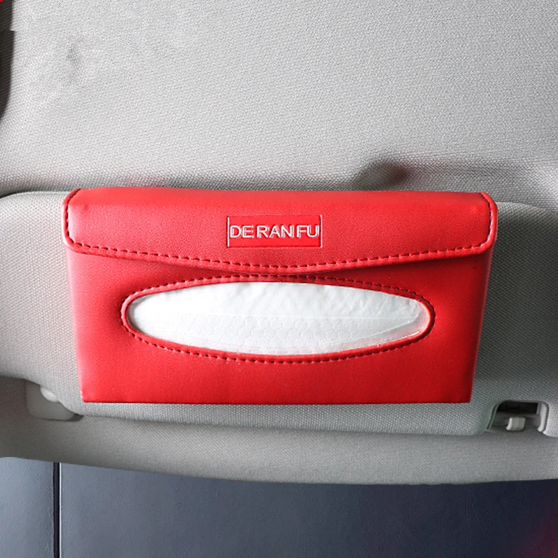 

Car Sun Visor Tissue Box PU Leather Hanging Type Paper Holder Cover Napkin Case Container Universal Auto Accessories