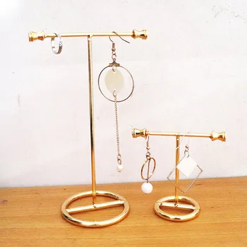 

1 set (7.5x7.5x4cm/ 15x9.2x6cm) golden vintage metal standing type earring necklace hange rjewelry storage rack shelves