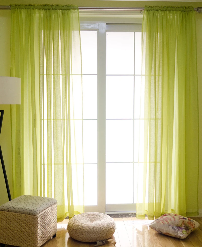 American Style Imitation Linen Gauze Curtains Solid Color Pinch