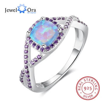 

Opal Stone With Purple Cubic Zirconia Soild 925 Sterling Silver Ring Fashion Party Jewelry Gifts For Women (JewelOra RI102910)