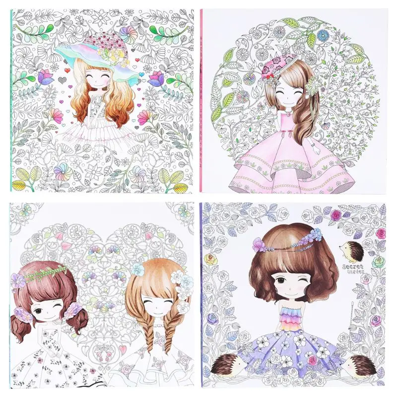 Children Kids Coloring Book Girls Ancient Style Drawing Books Graffiti Painting