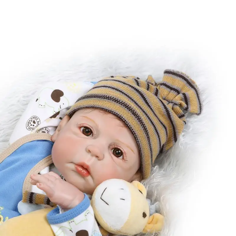 

23" 57cm NPKDOLL Full Body Silicone Reborn Baby Boy Doll Bebe all Vinyl Dolls cameron awake Reborn Children Bath Doll Toys Gifts