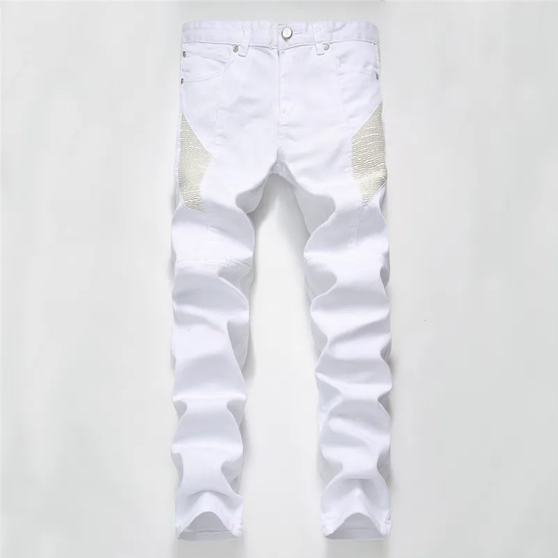 

Hot Sale White Jeans Men High Quality Biker Jeans 2017 New Designer Fashion Denim Overalls Brand Clothing Slim Fit Casual Pants