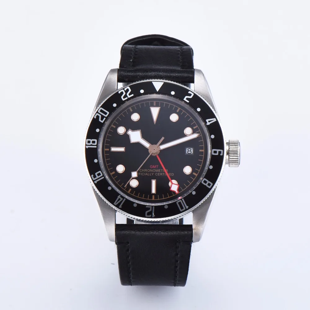 

Rotating bezel Corgeut automatic movement men's watch luminous dial 41 mm luminous date GMT stainless steel A6