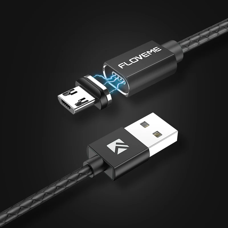 FLOVEME 3A магнитный usb зарядный микро кабель для Xiaomi huawei Micro USB кабель для быстрой зарядки для samsung Data Micro usb кабель магнитная зарядка зарядное устройство зарядка - Цвет: Balck Color Cable