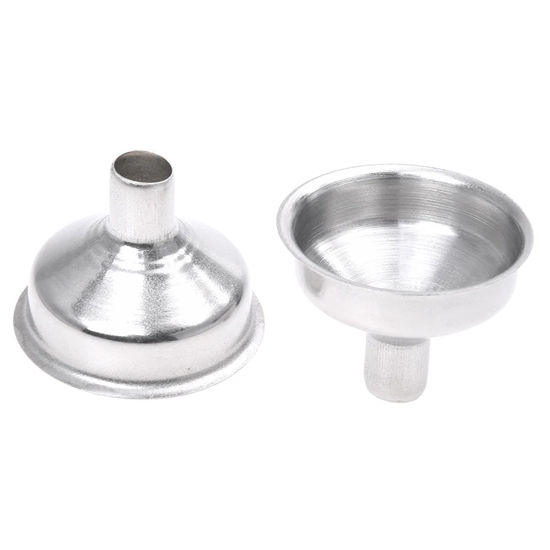 2Pcs Stainless Steel Hip Flask Funnel-Silver