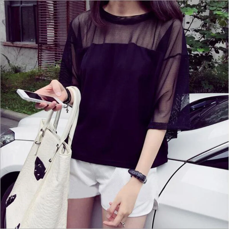 Hot Sexy Women T shirt Summer Transparent Half Sleeve O Neck Mesh Women Tops Tees Casual One Size Women Tshirt Hot Sexy Women T shirt Summer Transparent Half Sleeve O Neck Mesh Women Tops Tees Casual One Size Women Tshirt