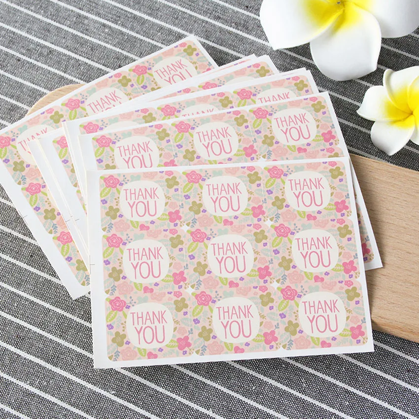 Mesmo para Bolsas de Embalagem de Presente Lote Obrigado Artesanal Flores Rosa Bolo Baking Vedação Etiqueta Autocolante Faça Você 900 Pçs - 2 Material escolar e de escritório