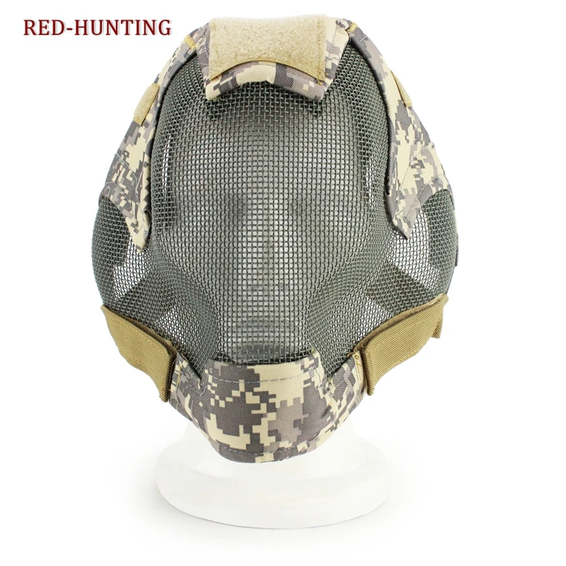 

New Airsoft Military Paintball Masks Military Tactical Full Face Metal Steel Wire Mesh Combat Mask Cover Protect Face Ears