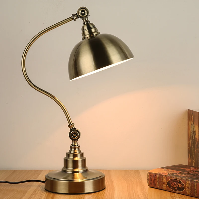 table light study dressing retro antique bronze desk lamp bedroom