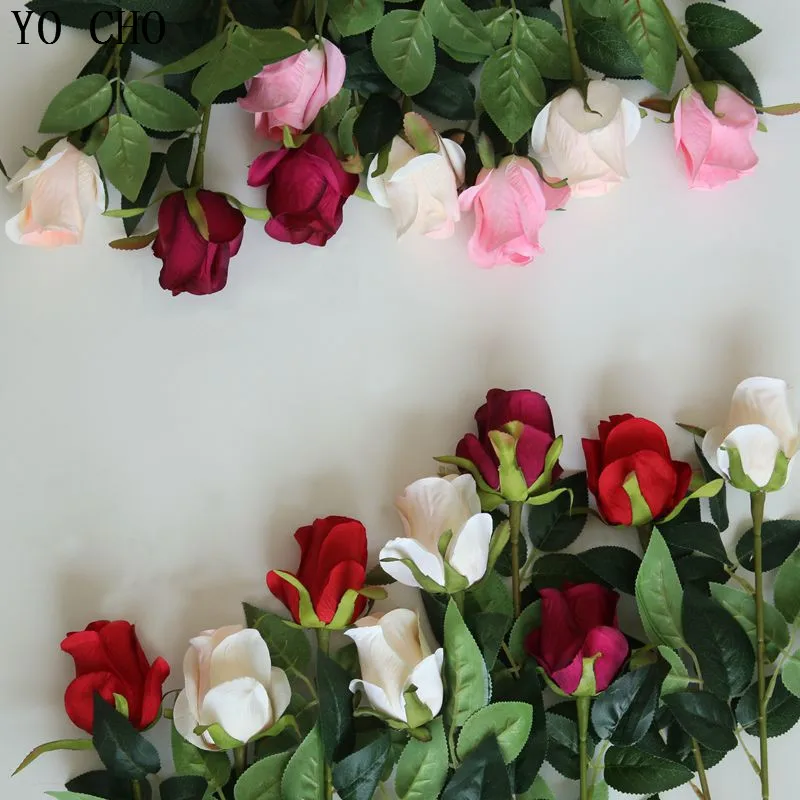 YO CHO 5pcs Artificial Flowers High Quality Samantha Rosebud Silk Flowers For Bridal Bouquet Wedding Decor DIY Gift Silk Flower YO CHO 5pcs Artificial Flowers High Quality Samantha Rosebud Silk Flowers For Bridal Bouquet Wedding Decor DIY Gift Silk Flower