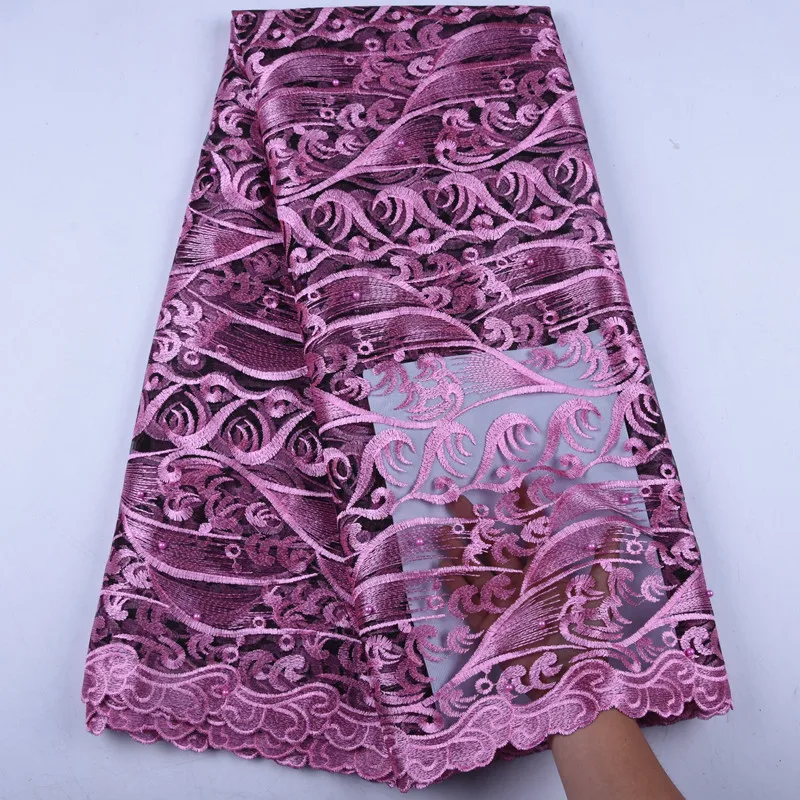 

French Mesh Dark Onion Nigreian Tulle Lace Fabrics High Quality African Dry Lace Fabric With Bead For Men Women Every DressF1572
