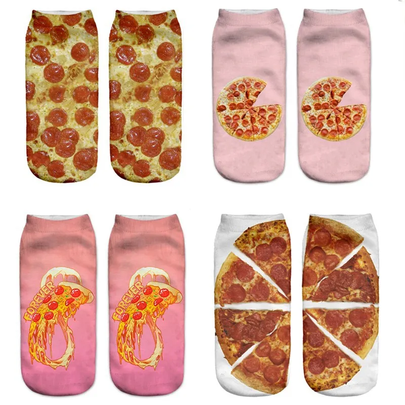 Женские аксессуары носки еда Пицца печать 3D носки женские Kawaii лодыжки Licorne Femme носки милые забавные женские носки