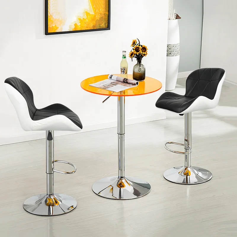 

2 Pcs/ Pair European PU Leather Swivel Bar Stools Modern Bar Chair Adjustable Pneumatic Pub Chair Footrest Bar Stools HWC