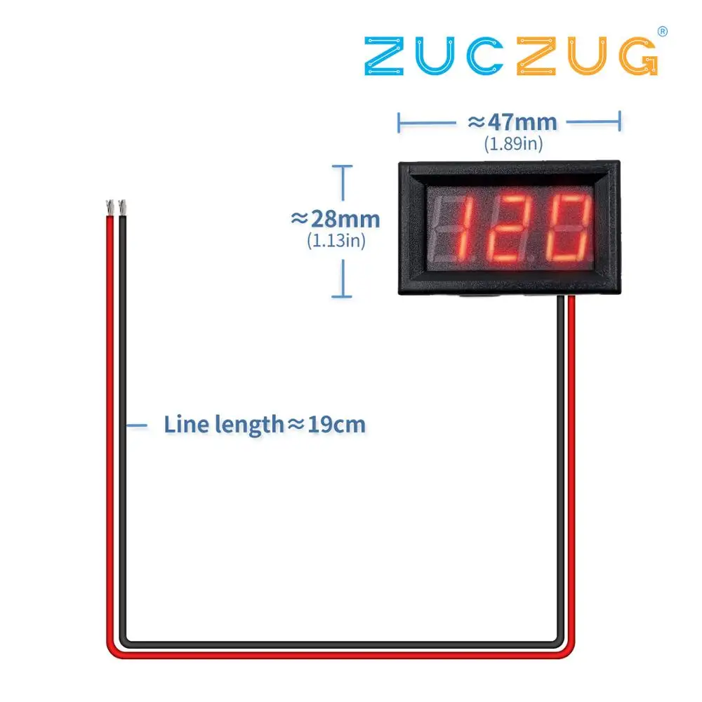 

0.56 Digital Voltmeter DC5-120V/DC 5V to 120v Digital Voltmeter Voltage Panel Meter For 12V 24V 96V Electromobile Motorcycle