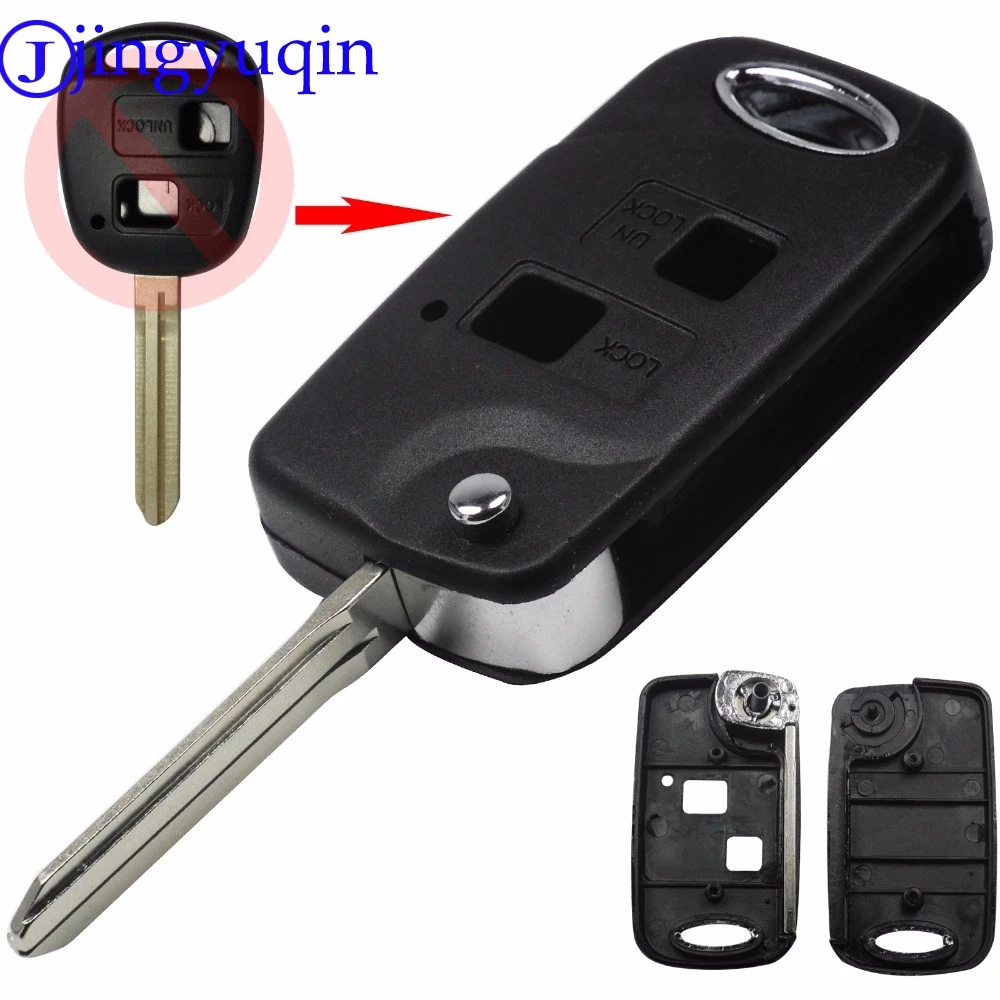 

jingyuqin 5ps Folding Flip 2 Buttons Remote Car Key Shell For Toyota Yaris Carina Corolla Avensis TOY43 Fob Case