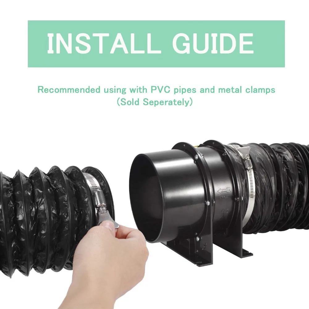 Baratos Negro de escape de acero inoxidable en línea conducto ventilador; ventilador de ventilación para crecer carpas carpa con carbono filtros hidroponía