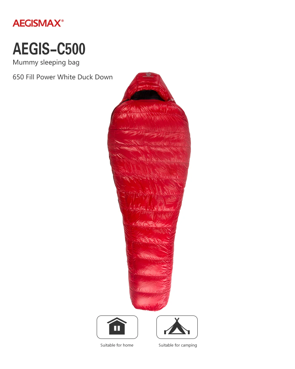 AEGISMAX C500 Зимний Открытый Кемпинг согреться 650FP белый утиный пух Мумия спальный мешок