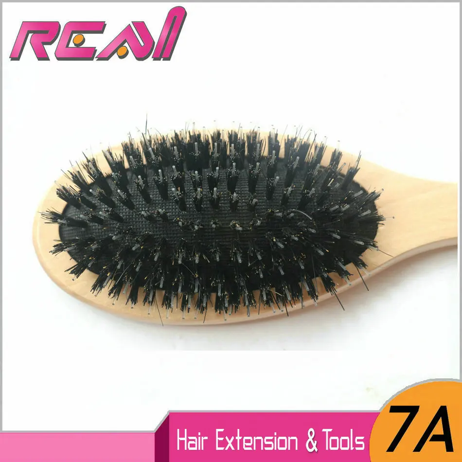 

Free shipping 1piece boar bristle hair brush, varnish boar bristle hair brush for human hair extension