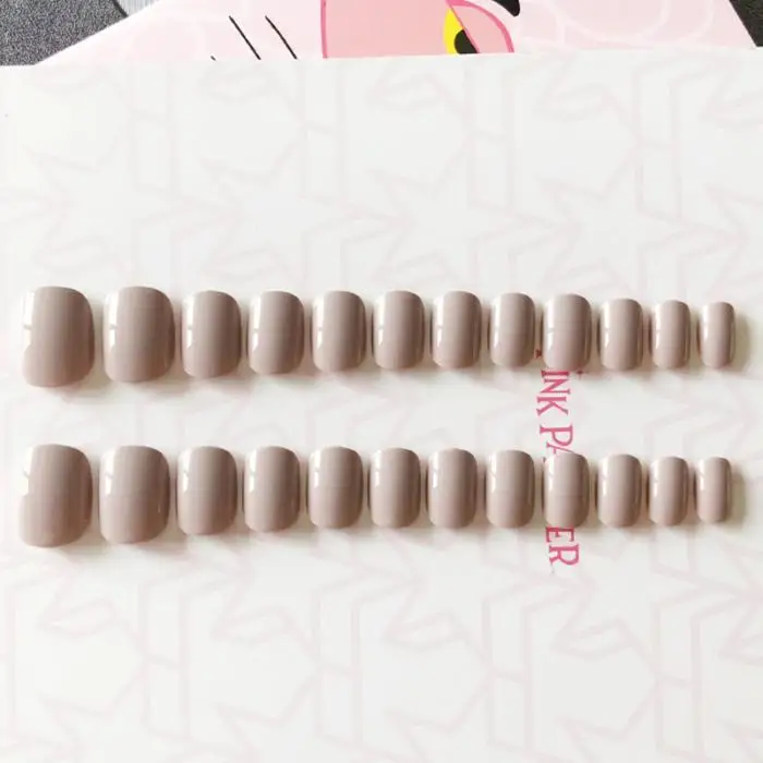 24 шт. поддельные ногти для женщин светильник цвет сплошной цвет короткие Типсы для ногтей ногти DIY дизайн ногтей накладные ногти с клеем