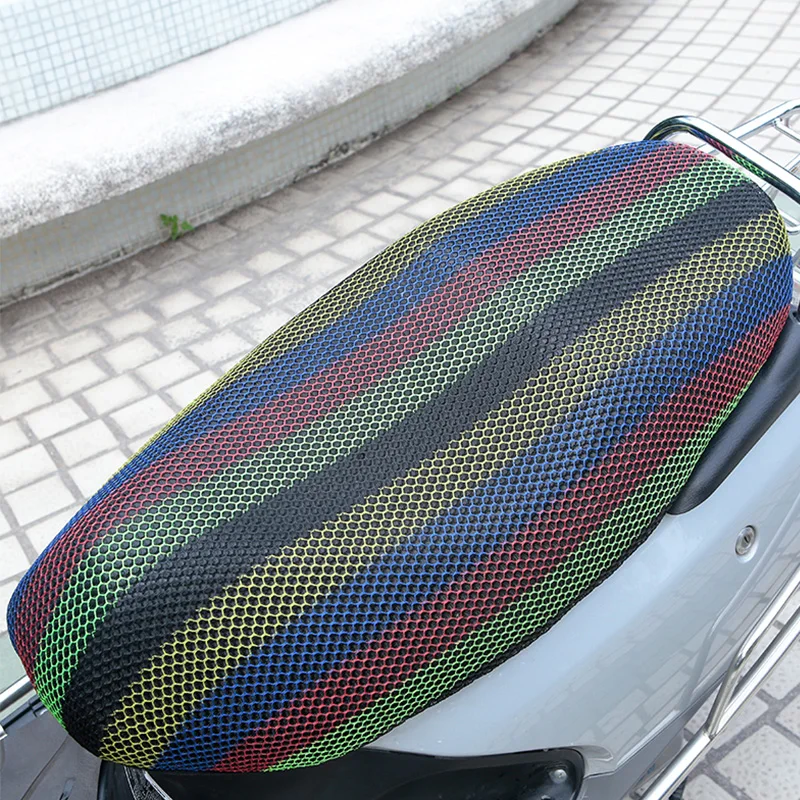 

New Breathable Summer 3D Mesh Motorcycle Seat Cover Sunscreen Anti-Slip Waterproof Heat insulation Cushion protect Net Cover---S