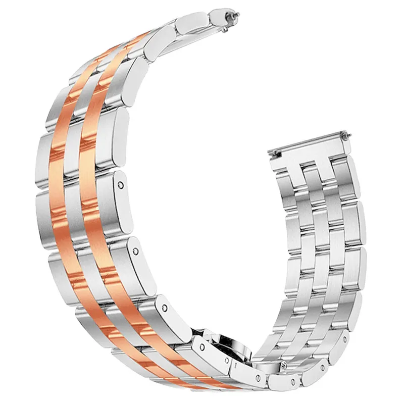 22 мм Нержавеющая сталь ремешок для часов для samsung Шестерни S3 Galaxy Watch 46 мм ремешок Застежка-бабочка браслет для huawei часы GT - Цвет ремешка: Silver Rose Gold
