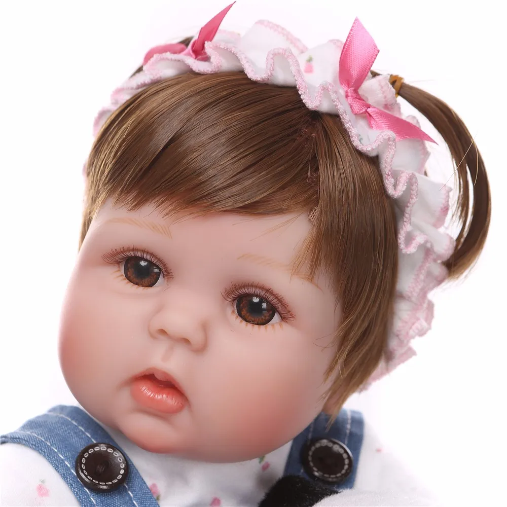 NPK Милые силиконовые куклы Reborn Baby Menina Alive 17 ''кукла для новорожденных с большими глазами Bebe подарок для маленьких девочек