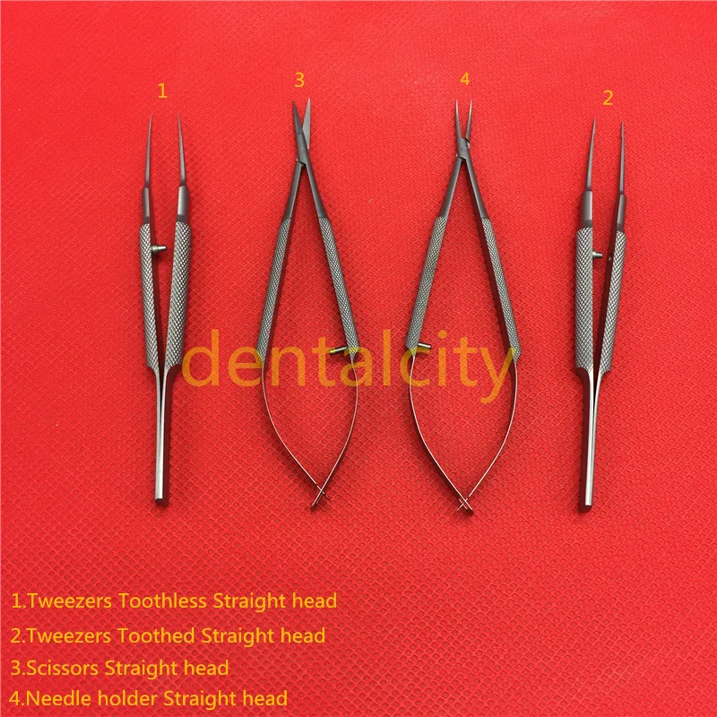 14 см из нержавеющей стали офтальмологические микрохирургические инструменты ножницы + держатели игл + нержавеющая сталь tweezers