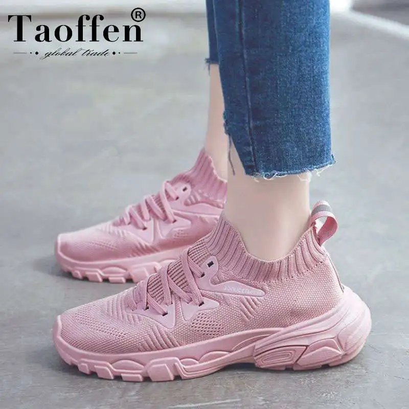 

TAOFFEN Fashion Young Ladies Spring Thick Bottom Vulcanized Shoes Women Ins Hot Sale Slip On Causal Sneakers Daily Size 35-40