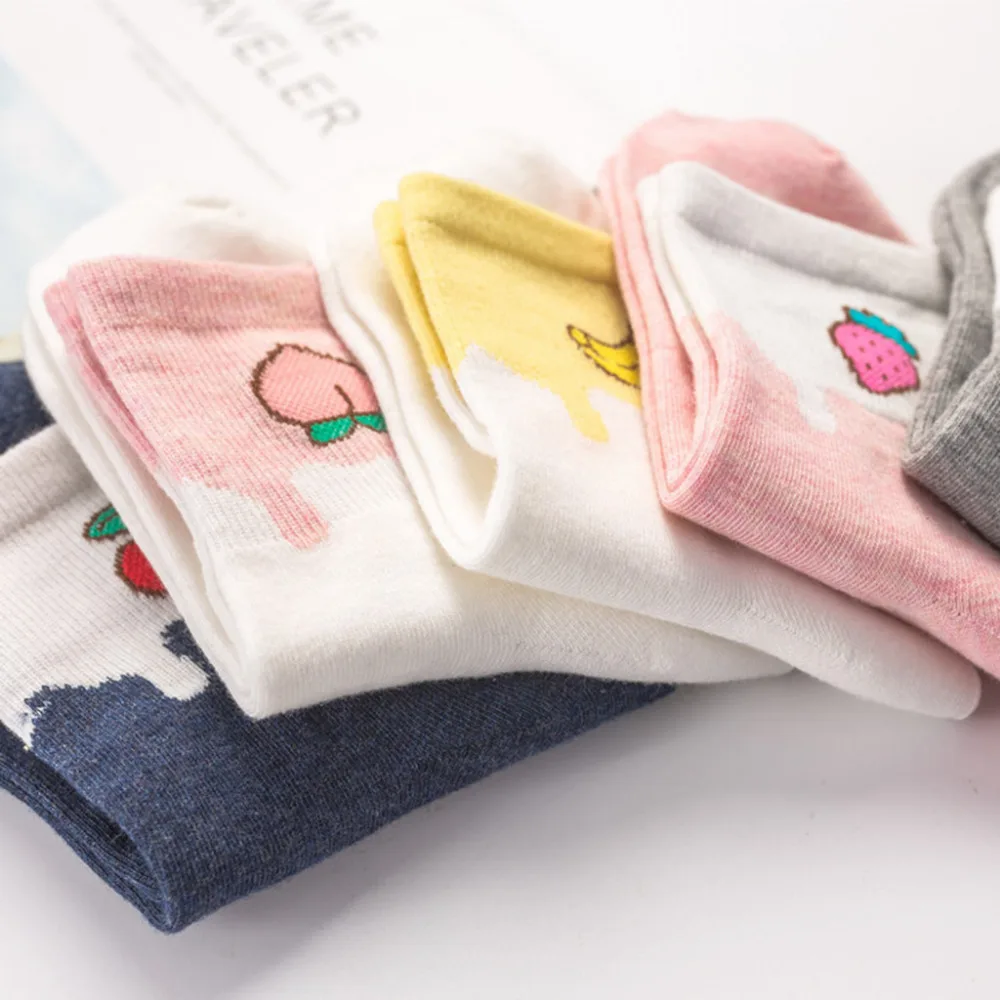 2019 Summer men and women fruit cotton short socks peach banana milk pattern sports socks breathable anti-slip socks 40M22 (14)