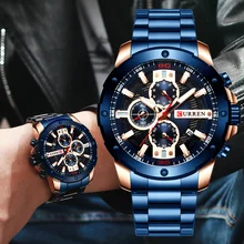 CURREN синие мужские часы армейские мужские спортивные мужские s часы лучший бренд класса люкс Хронограф из нержавеющей стали Curren Мужские часы 8336