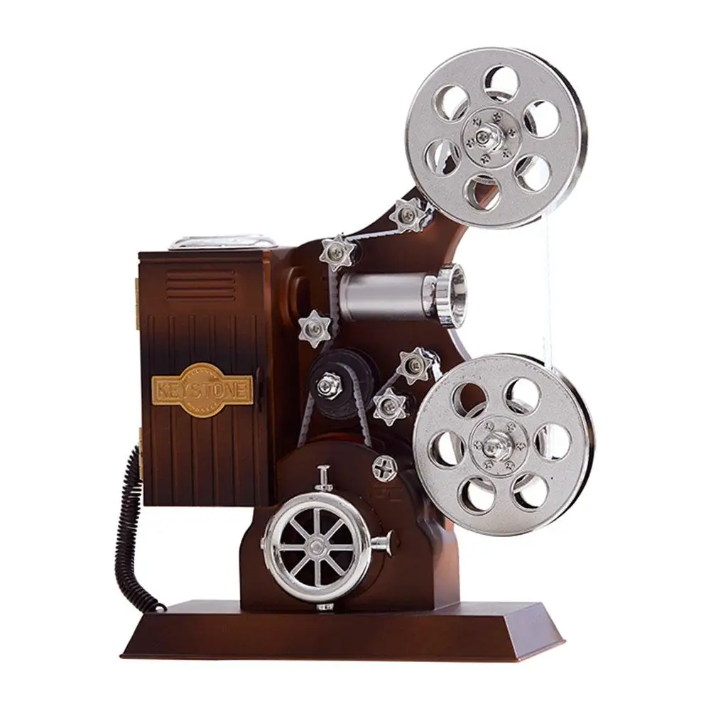 

Music Box Vintage Clockwork Movie Projector Style Antique Jewellry Projector Plastic Crafts Machine Gift Toy Model Decoration