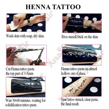 6pcs Set Mehndi Black Henna Tattoo Temporary Templates Glitter Airbrush Tattoo Stencil for Hand Finger