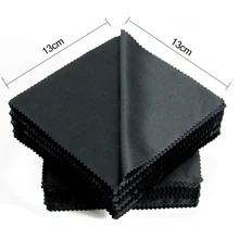 Pano de limpeza de óculos 20 pçs/lote, pano preto de microfibra, óculos de sol, lentes de limpeza 13*13cm, acessórios de pano